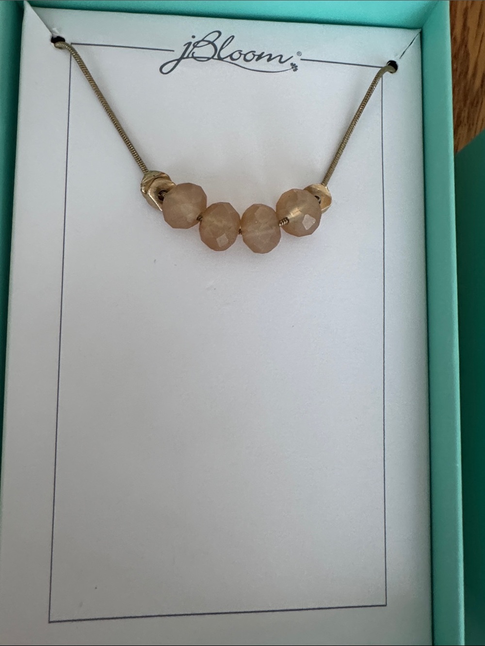 bloom Faceted Beige Bead Necklace with Gold Chain beautiful women’s jewelry